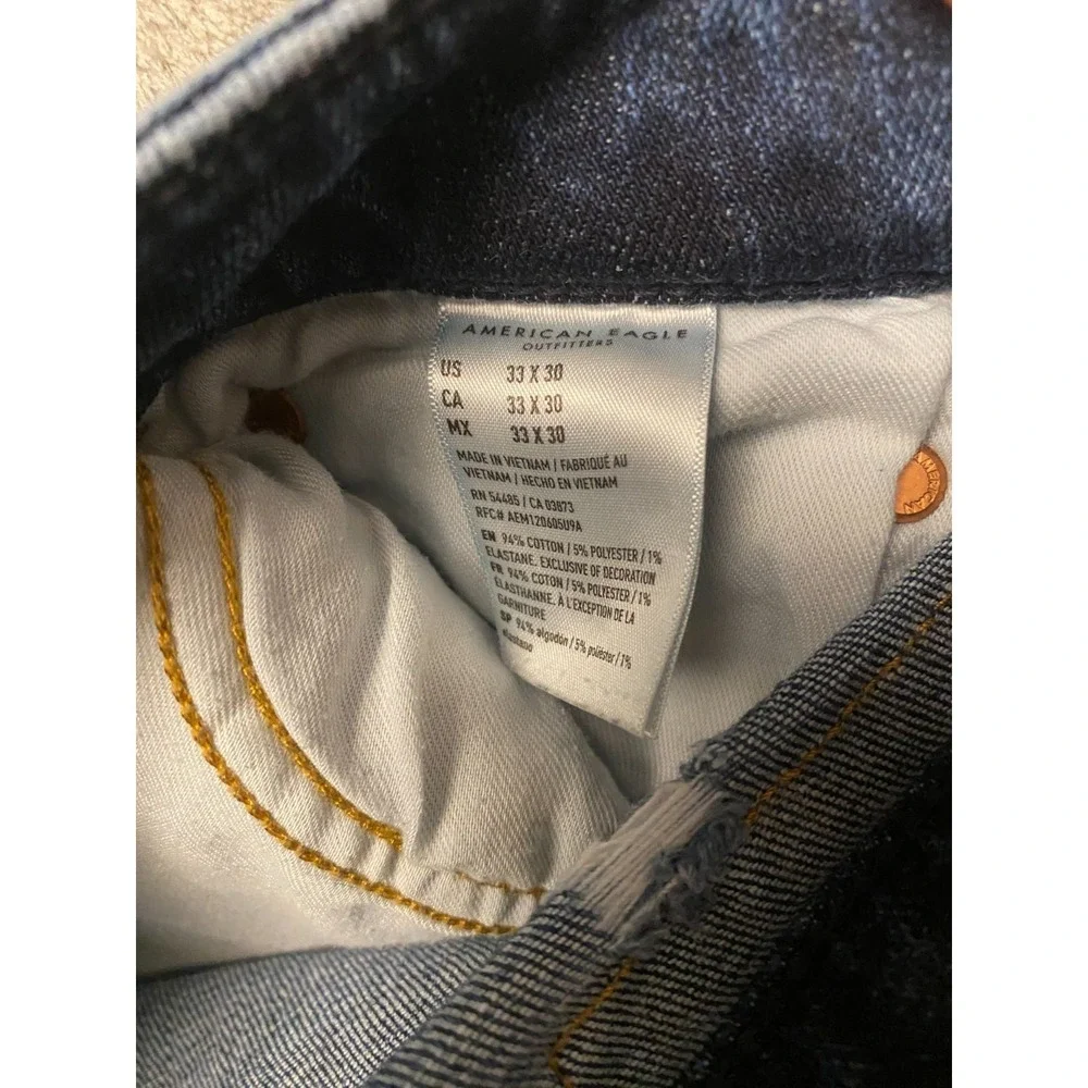American Eagle Men's Jeans 33x30 Blue Original Straight AirFlex Distressed